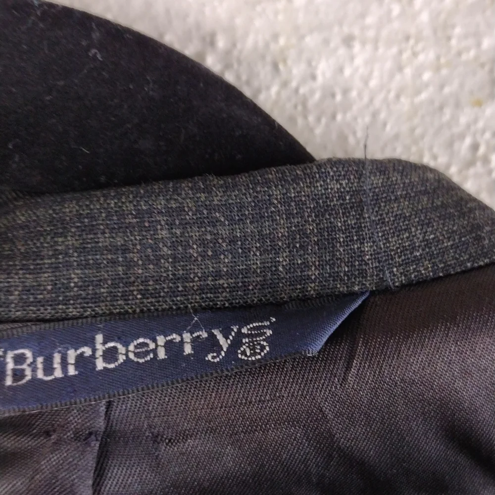 Burberry 100% Pure Wool Black Plaid One Notched Single-Breasted Dress Coat